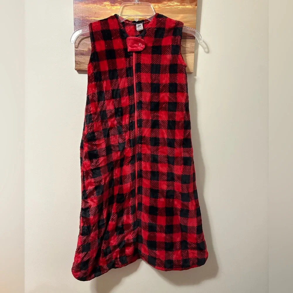 Hudson baby fleece red plaid fuzzy sleep sack XL 18-24m wearable blanket